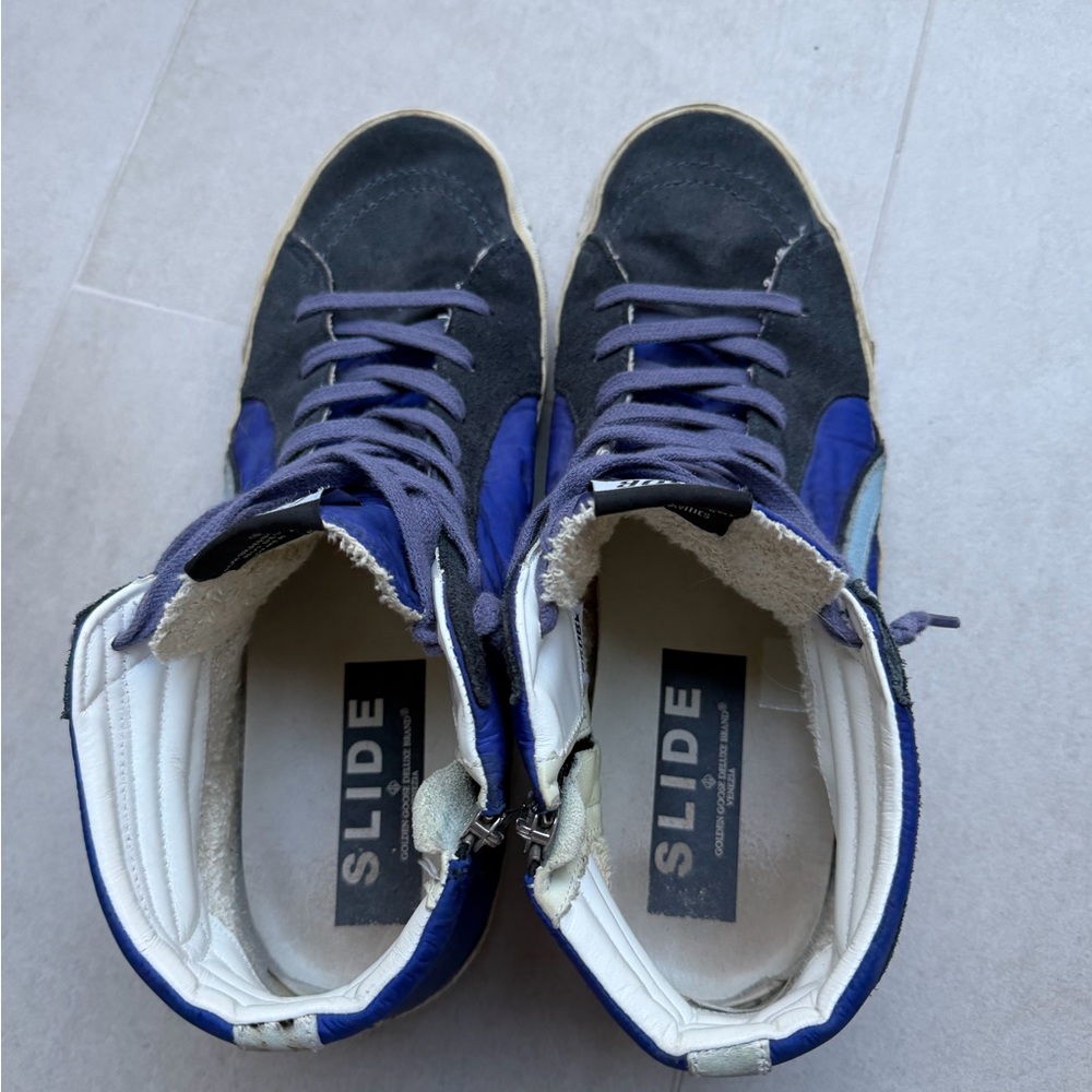 Men’s Golden Goose High-Top Sneakers - Blue and Black size 45 - Picture 3 of 4